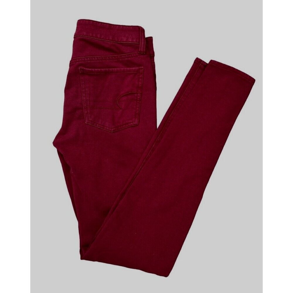 American Eagle Super Stretch Jegging Burgundy Women's Size 0 Pants 28x29